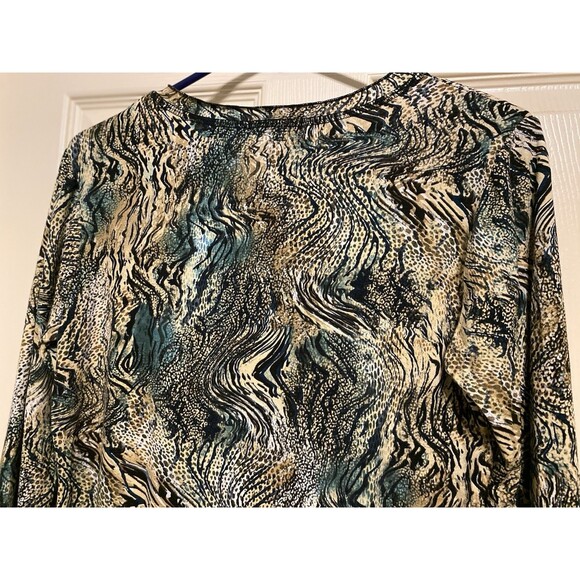 Vintage Y2K 3/4 sleeve T Shirt fairy lettuce trim whimsy Artsy 90s Animal Print - Picture 12 of 16